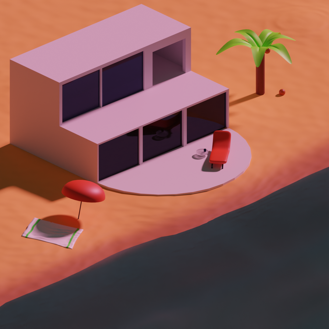 modelisation d'un maison sur la plage