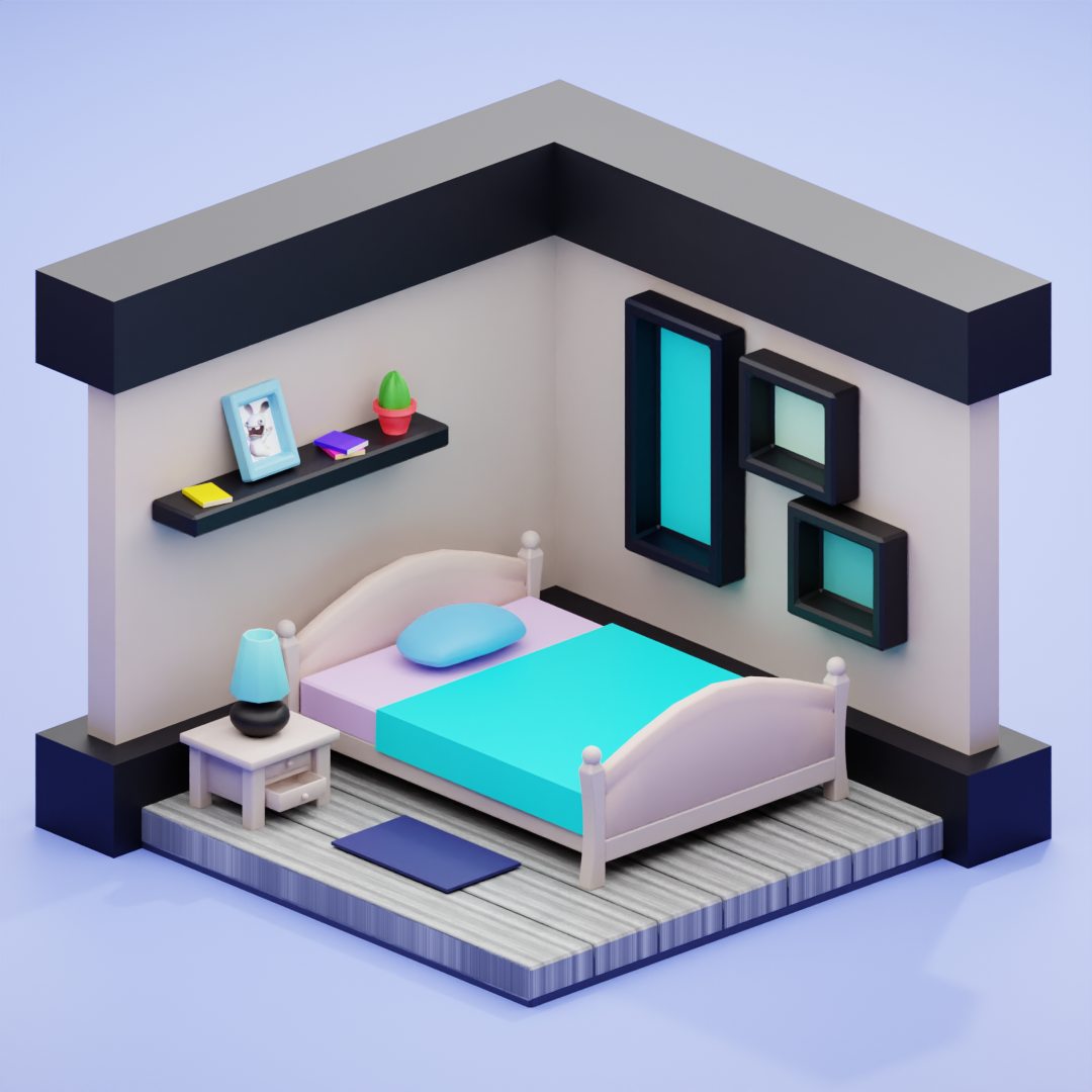 modélisation d'un chambre en vue isométrique
