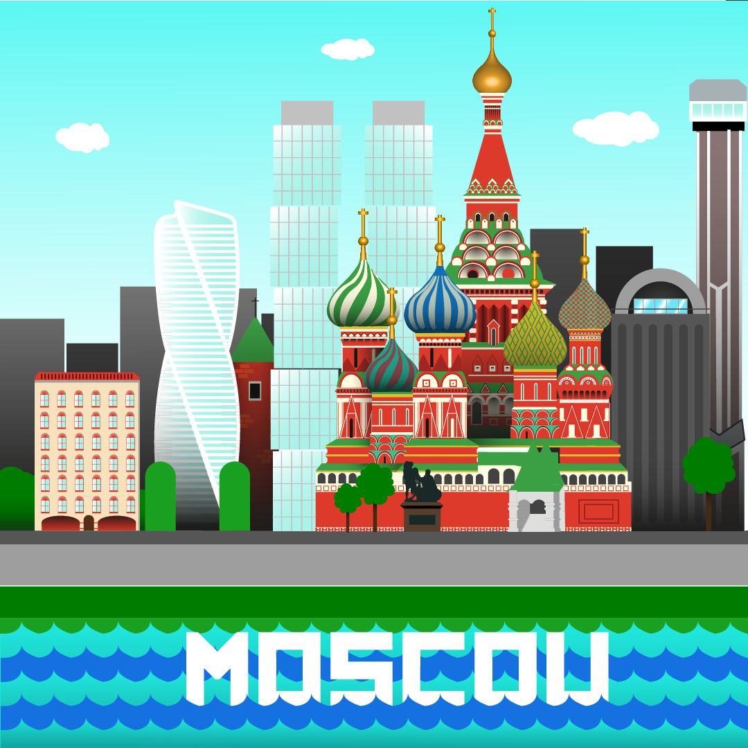 illustration en flat design du palais de Moscou