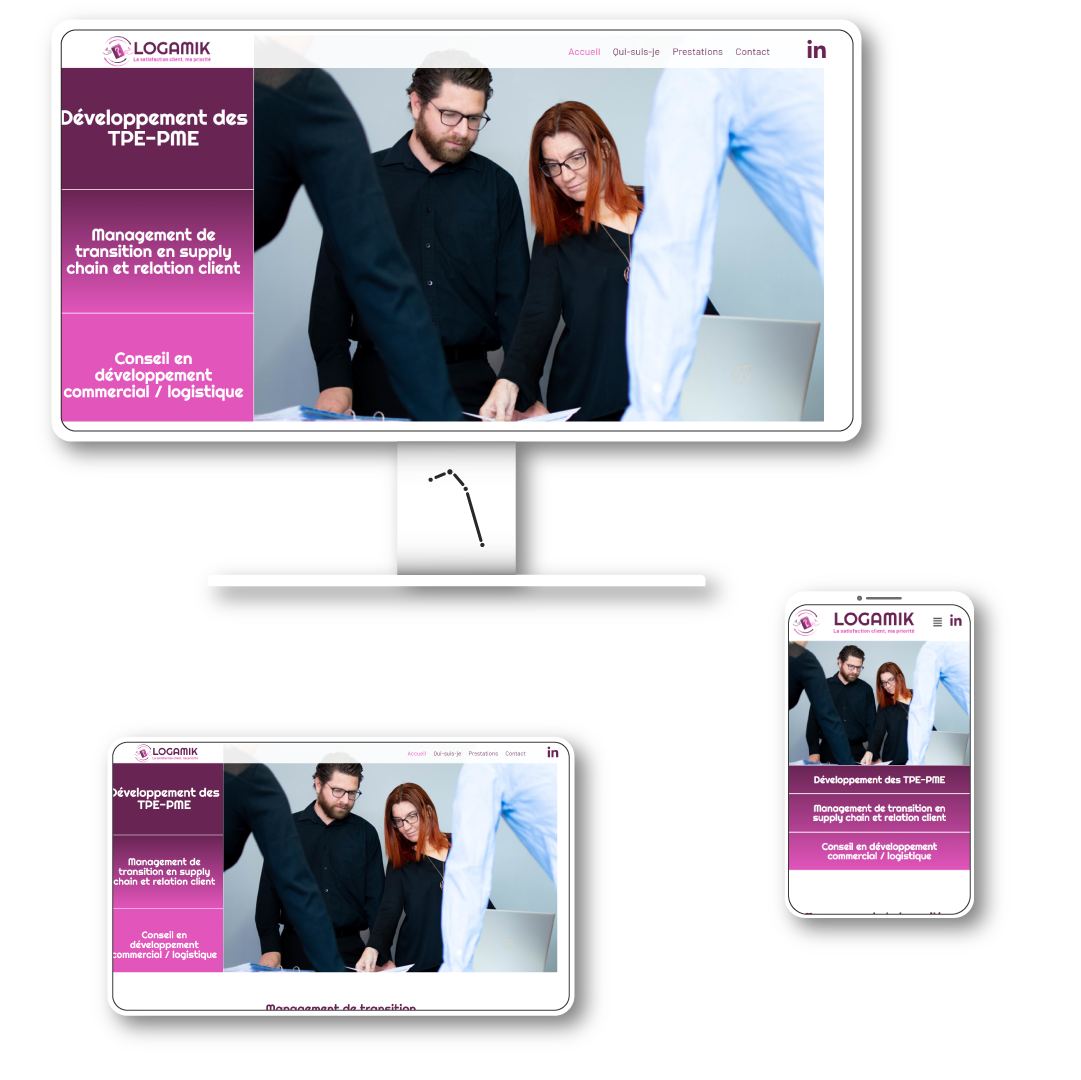 présentation du site web Logamik en version bureau, tablette et mobile